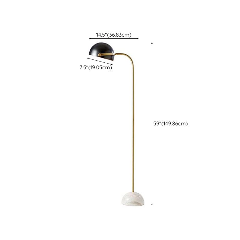 Eryn Floor Lamp Semi Circular Retro/Minimalist, Metal/Marble, Black, Bedroom