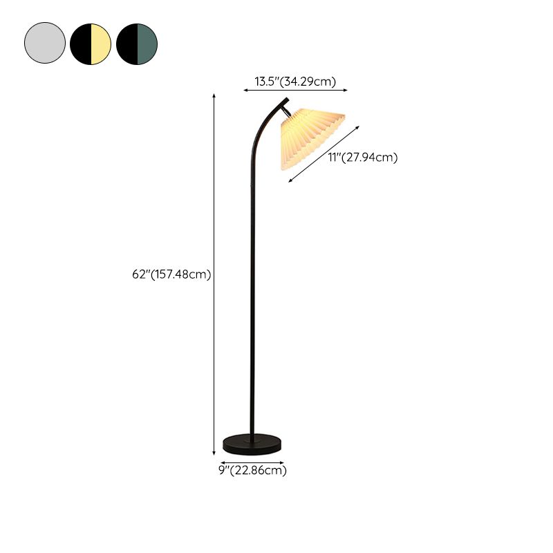 Ozawa Modern Arc Pleated Metal Fabric Floor Lamp, 3 Color