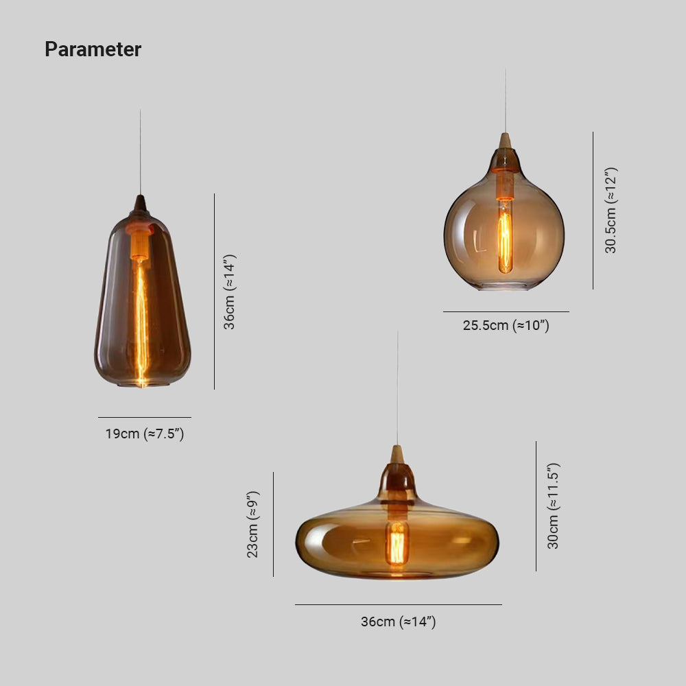 Hailie Modern Art Amber  Glass Pendant Light