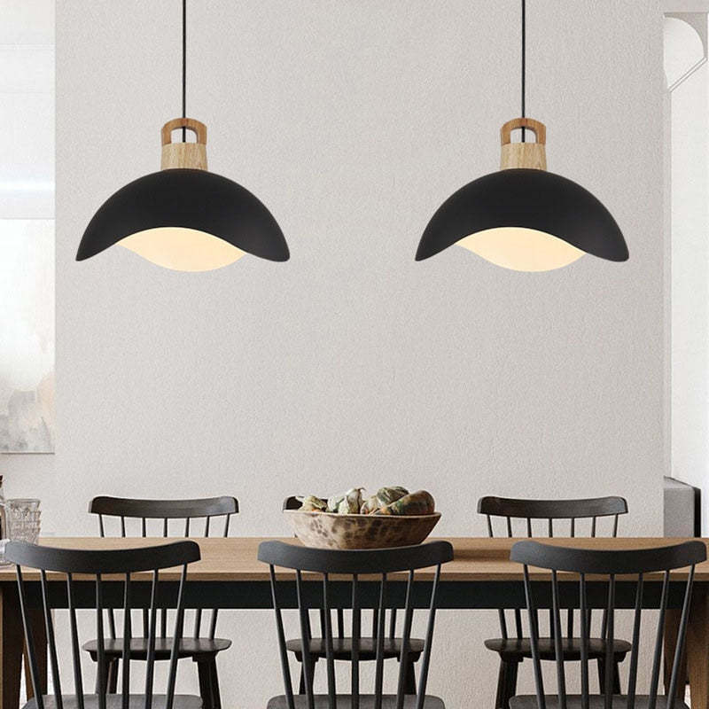 Morandi Colorful Shade Single Pendant Lights, Wood & Metal