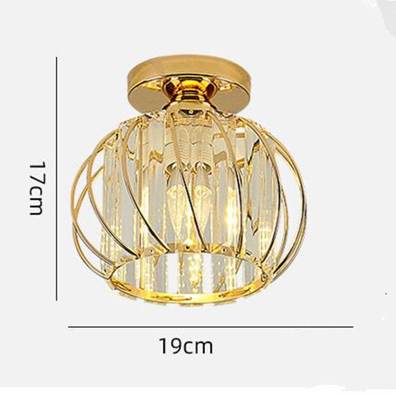 Modern Globe Crystal Metal Cage Ceiling Light, Black/Gold