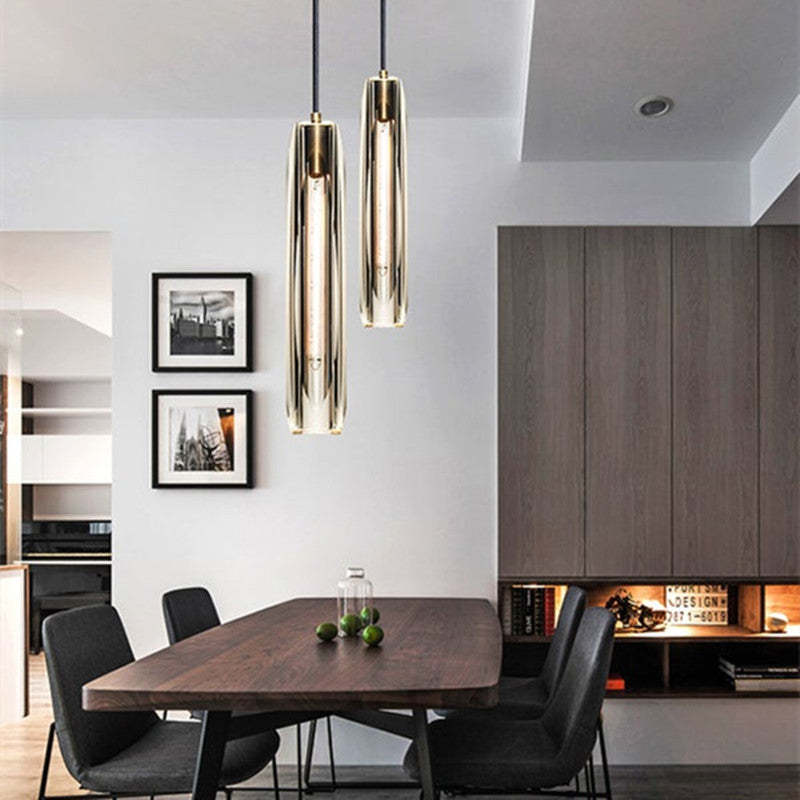 Sana Brass Designer LED Glass Pendant Lamp