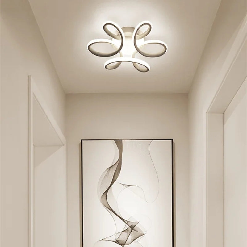 Lacey Modern Flower Shape Metal Ceiling Light, Black/White, Hallway