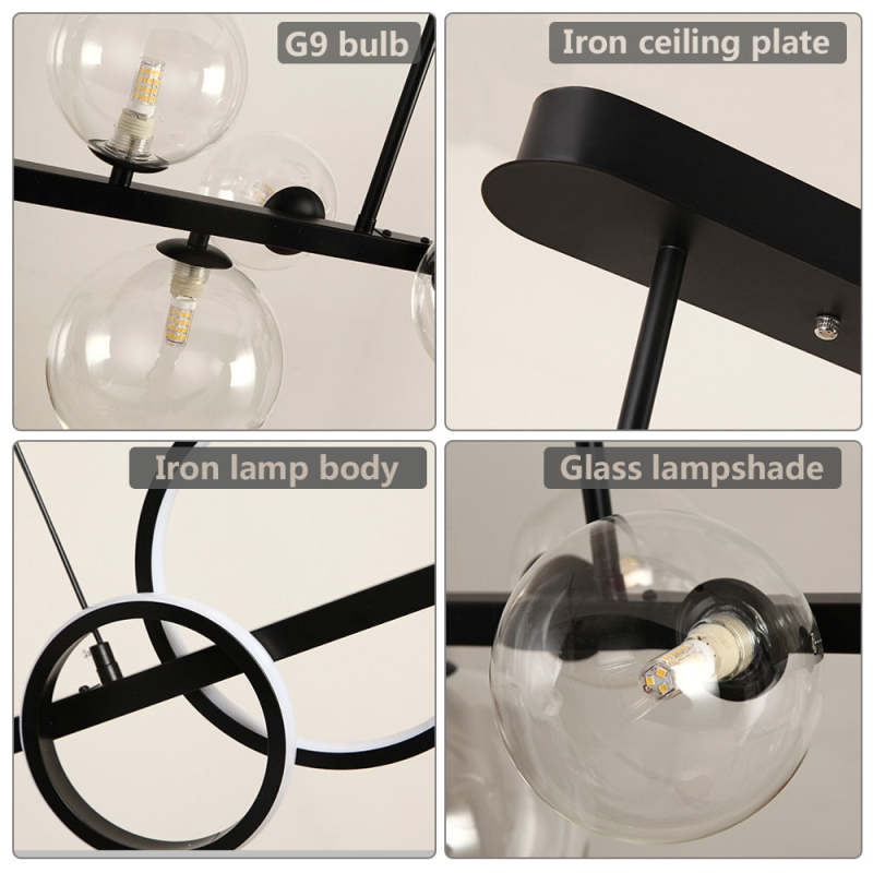 Valentina Pendant Light Bubble Circle Modern, Metal, Black/Gold, Bedroom