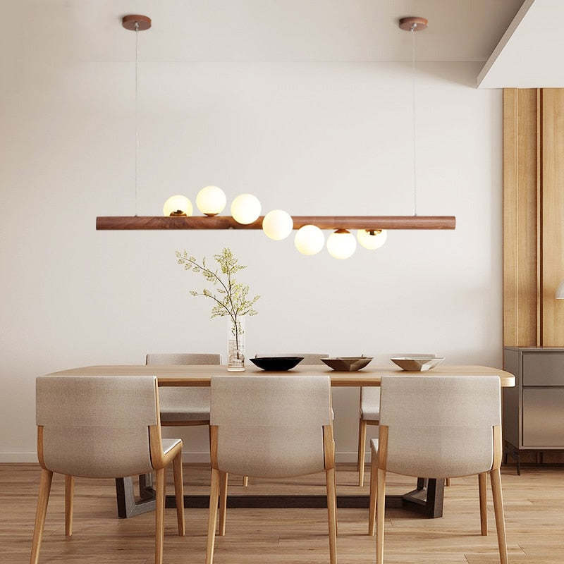 Valentina Glass Bubble Pendant Light Wood/Walnut