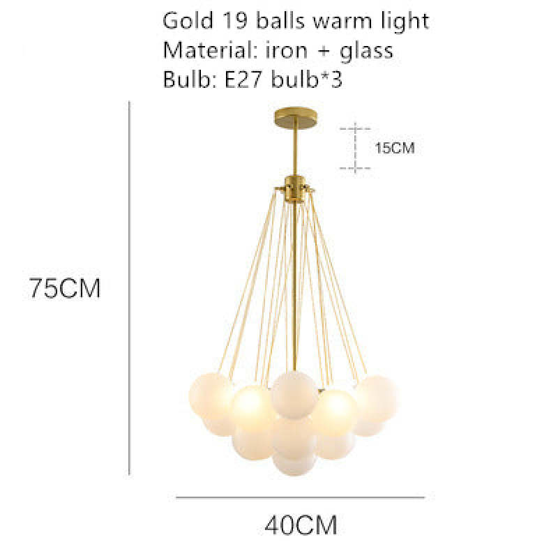 Valentina Glass Globe Pendant Light Bubble, Gold/Black