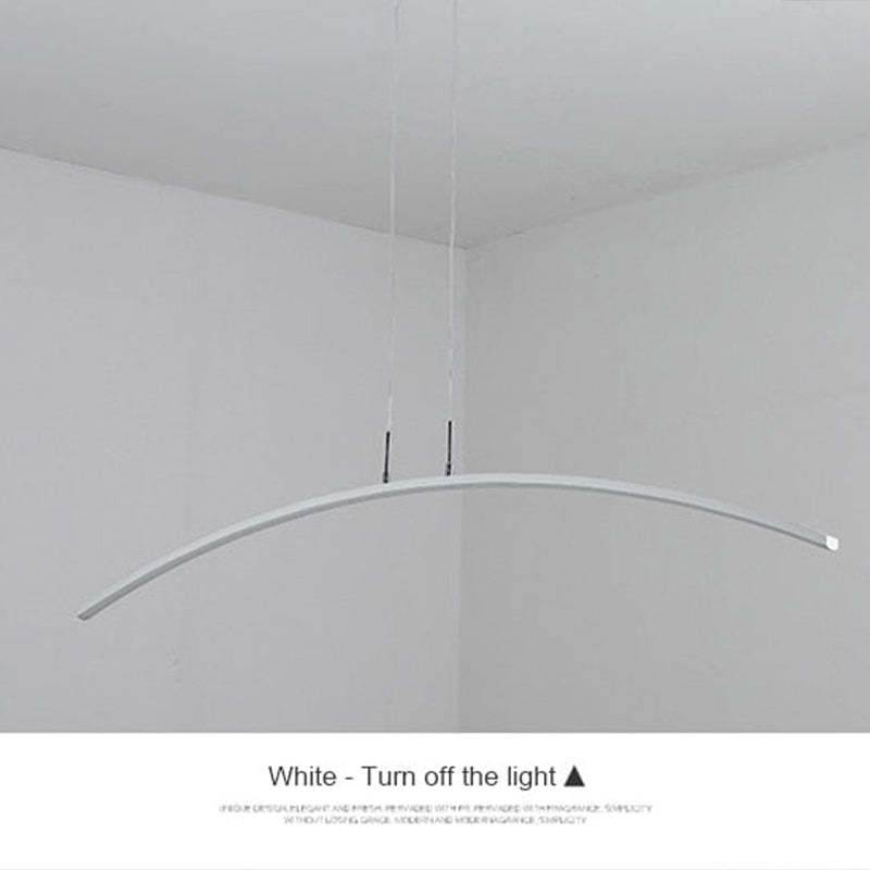 Edge Curved Linear Pendant Light for Dining Room, Black/White