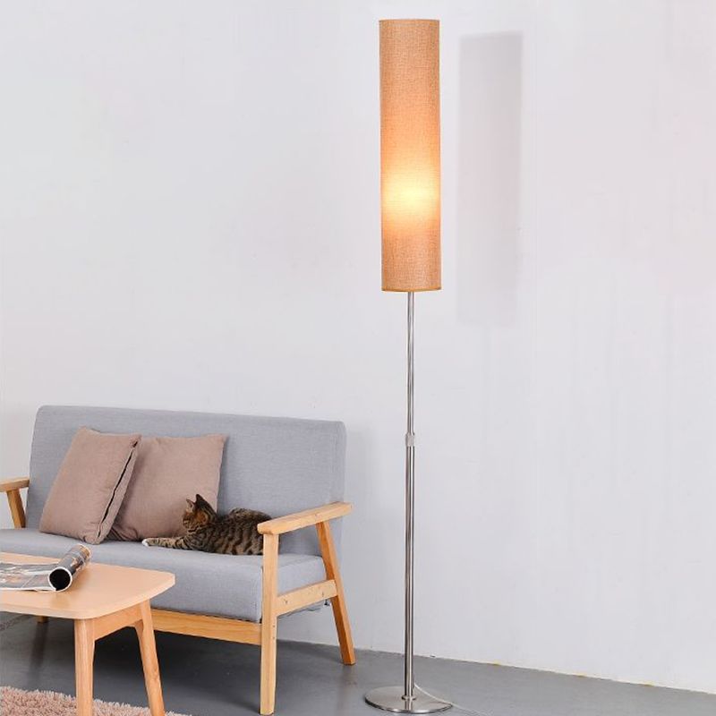 Renée Modern Cylinder Fabric Metal Floor Lamp, White/Red/Brown/Coffee