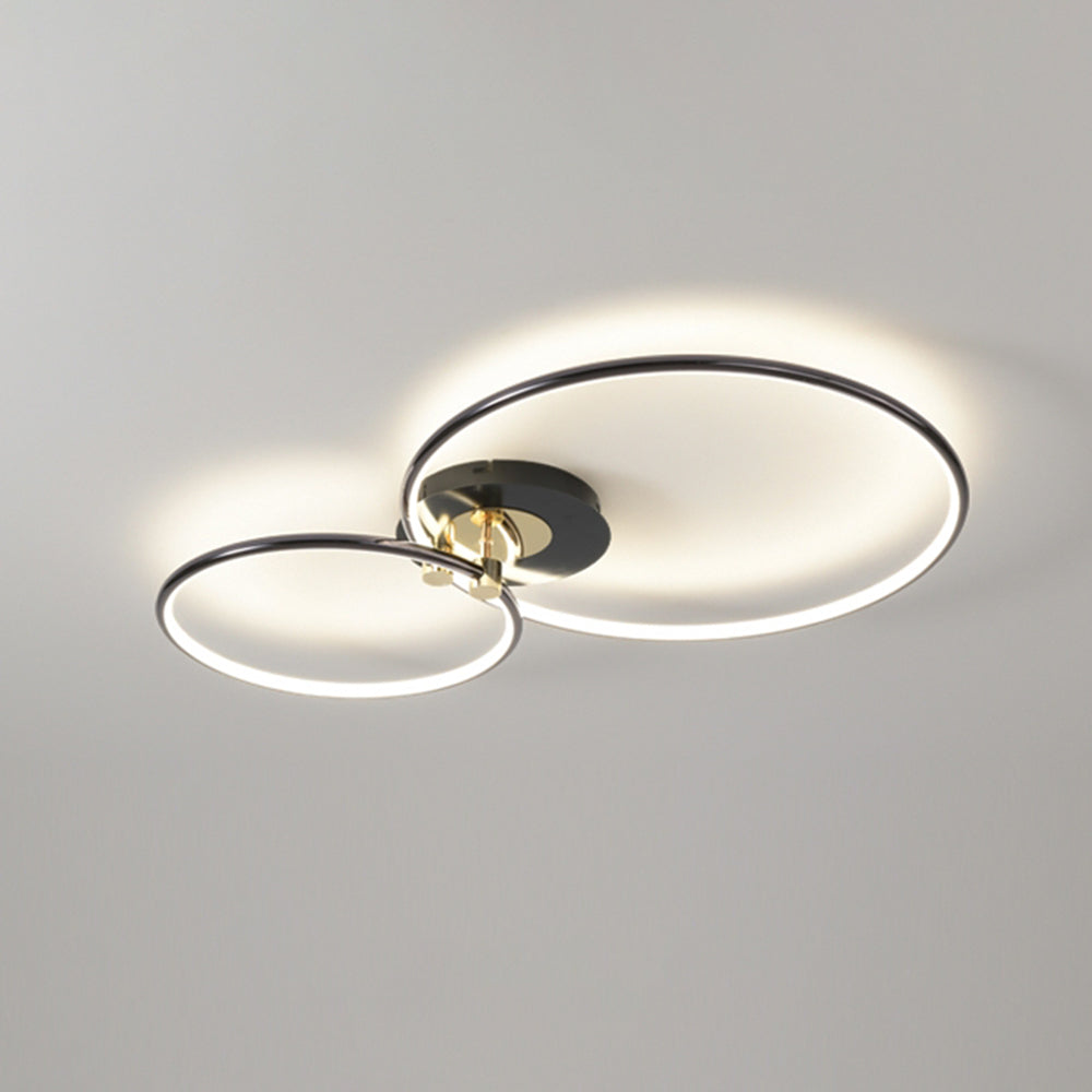 Arisha Modern Circle Semi-Flush Mount Ceiling Light, Gold & Black, 2/3/6 Ring