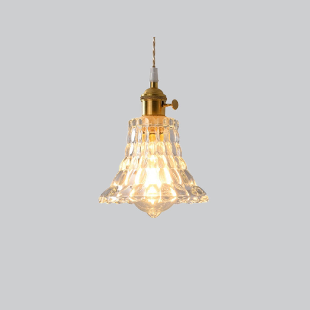 Hailie Art Deco Blown Brass & Glass Pendant Light, 7 Styles