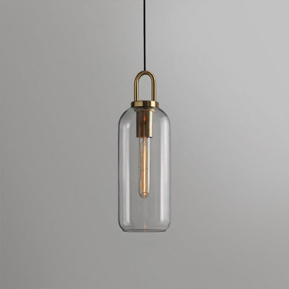 Hailie Clear& Glass Cylinder Pendant Light, 2 Color