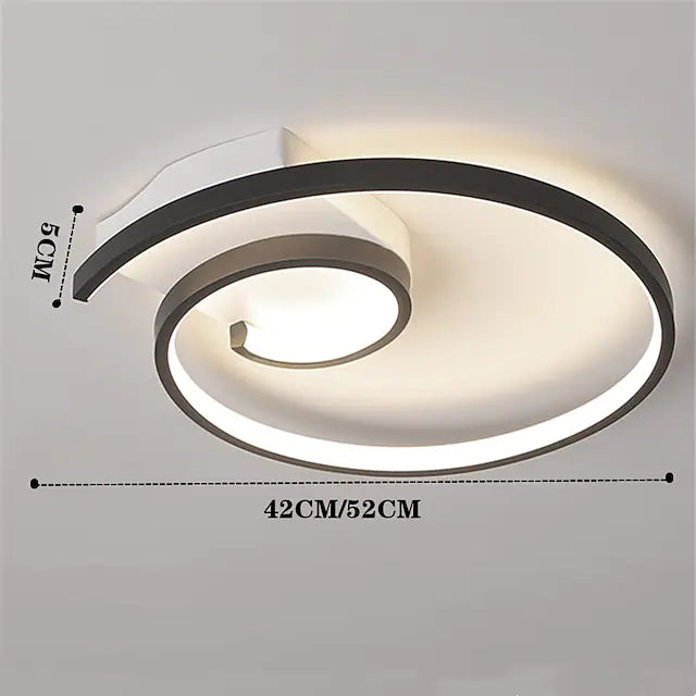 Lacey Modern Spiral Shaped Metal Ceiling Light, Black/White